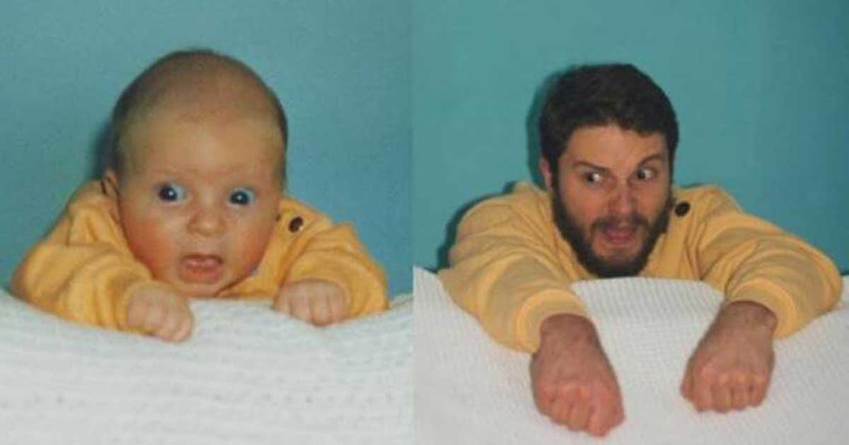 Recreated childhood photos